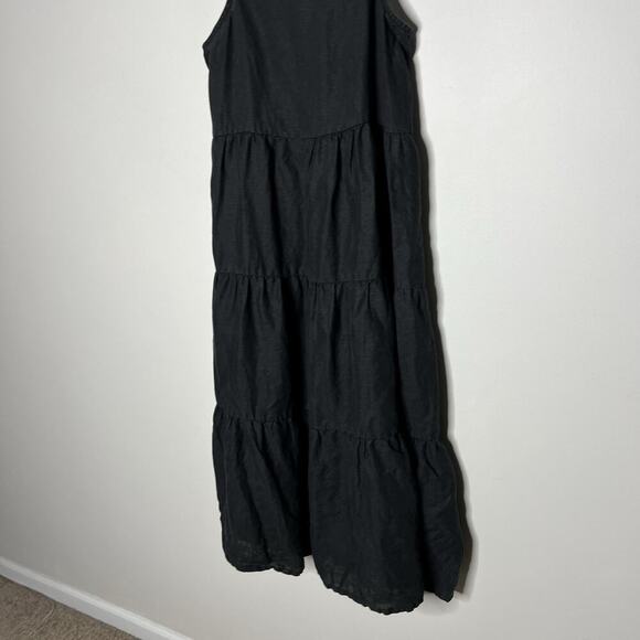Seed Dress Womens Medium Black Linen Flowy Tiered Boho Maxi Sundress Lightweight - Picture 6 of 10